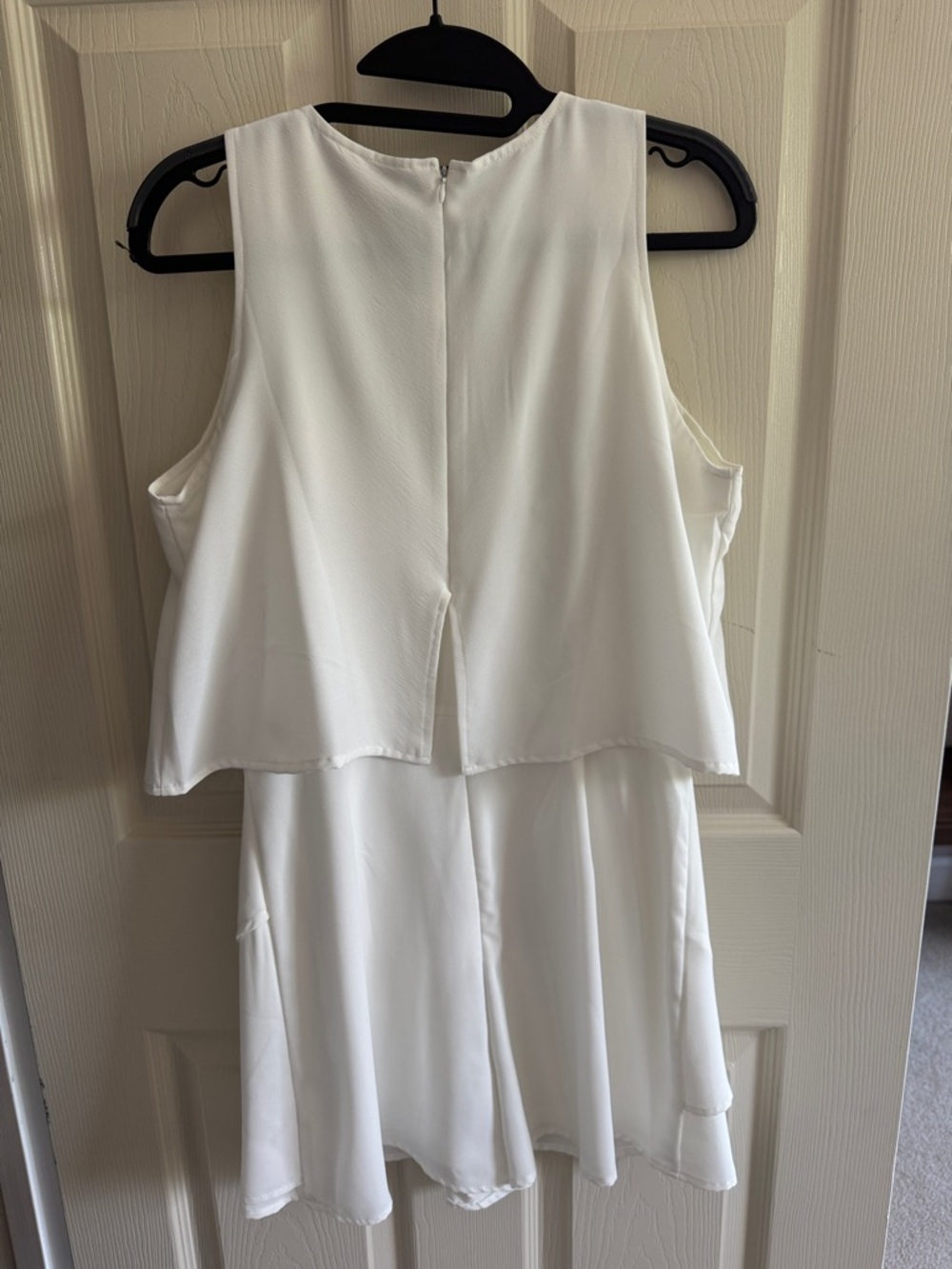 Layered White Sleeveless Skort Romper - Picture 3 of 5